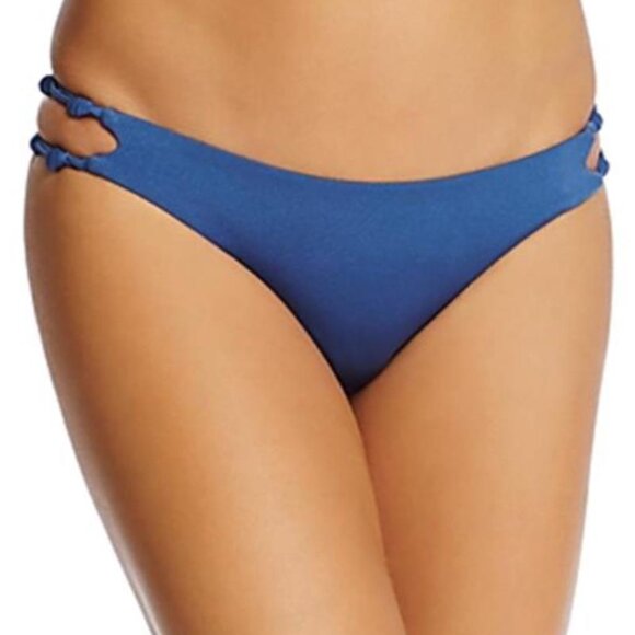 Heidi Klum Coco Cut Out Side Tab Swim Bikini Bottom Azure Jewel Blue XSmall NWT - Picture 1 of 7